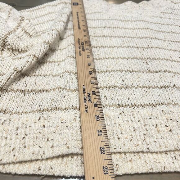 Free People Starlight Sweater Pearl Island Stripes Cream Oatmeal Comfy Size L - Picture 10 of 12